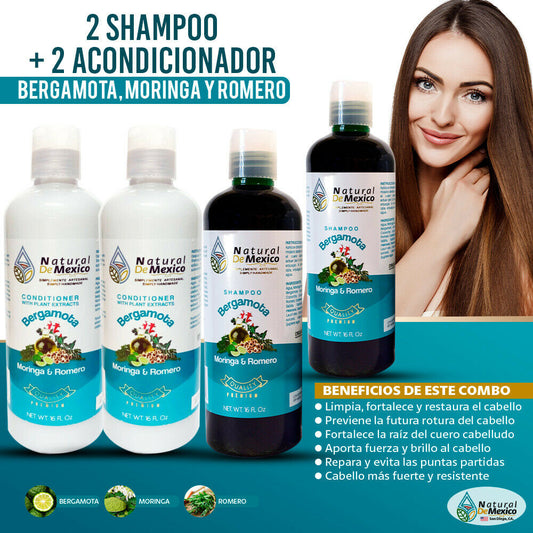 2 Conditioners, 2 Shampoo Moringa, Bergamot and Rosemary Proven Results