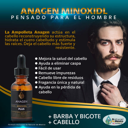 Anagen Ampolleta Minoxidil + Bergamota y Moringa Mejor Cabello