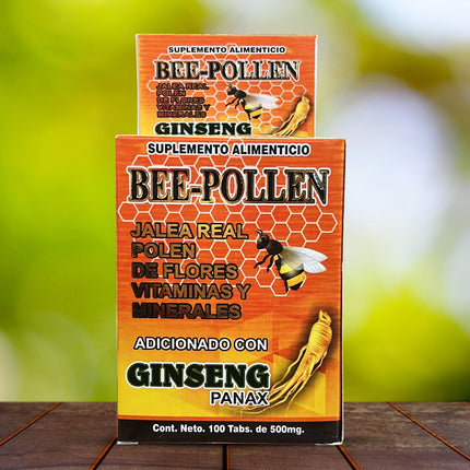 Bee Pollen Suplemento 100 Tabs. Reforzado con Ginseng y Panax