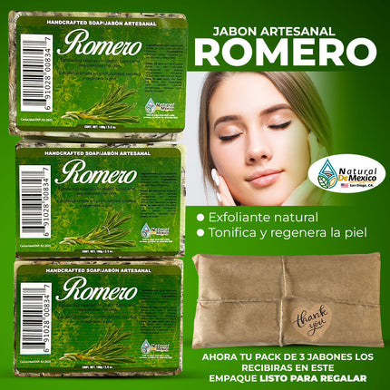 Jabón de Romero 3 Pack Rosemary Soap Bar