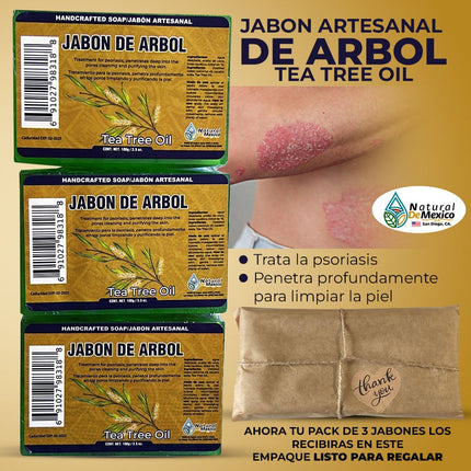 Jabón de Arbol 3 Pack Tea Tree Oil Herbal Soap Bar